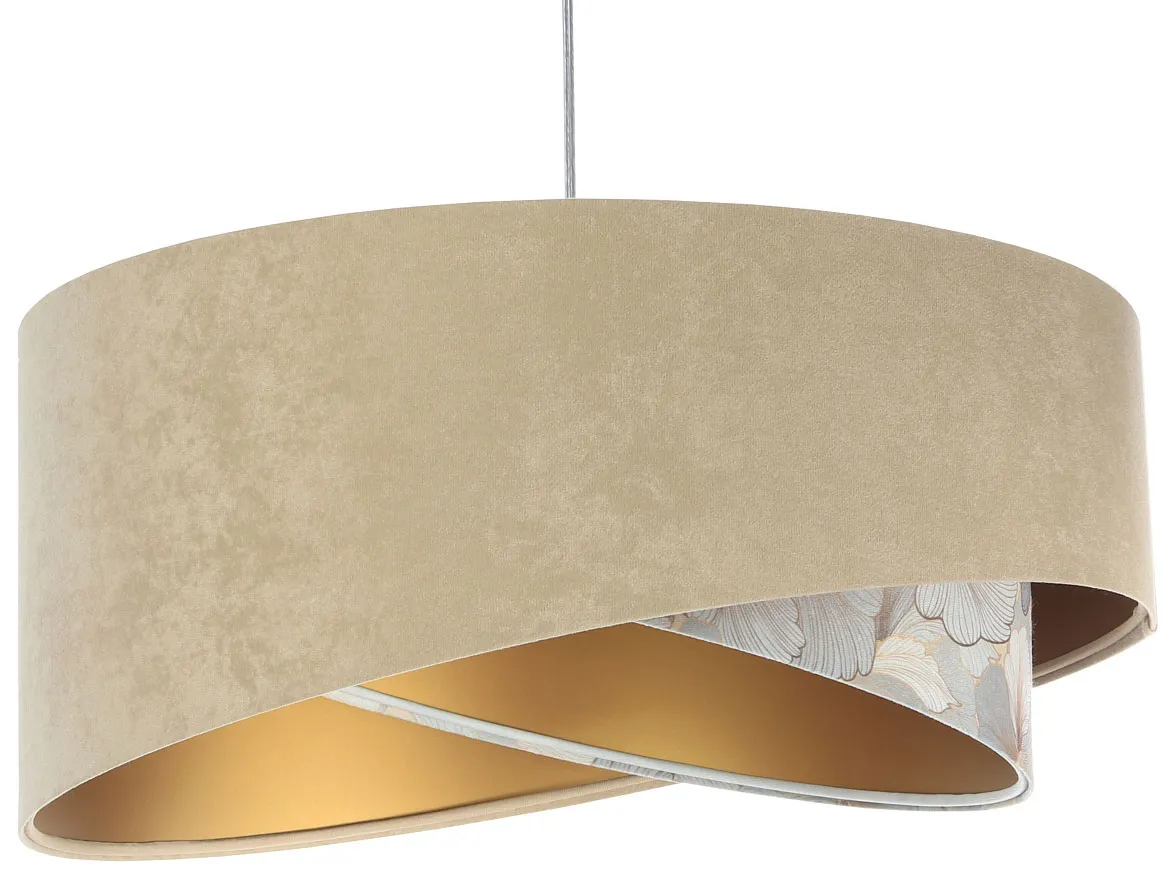 Ciemnobeżowa lampa wisząca welurowa L2-H83