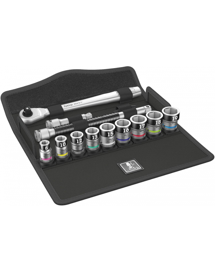 Wera Cyclops Metal Ratchet zestaw 8100 SB HF1 3/8 13-częściowy zestaw narzędzi czarny srebrny z dwustronną grzechotką (5003785001)