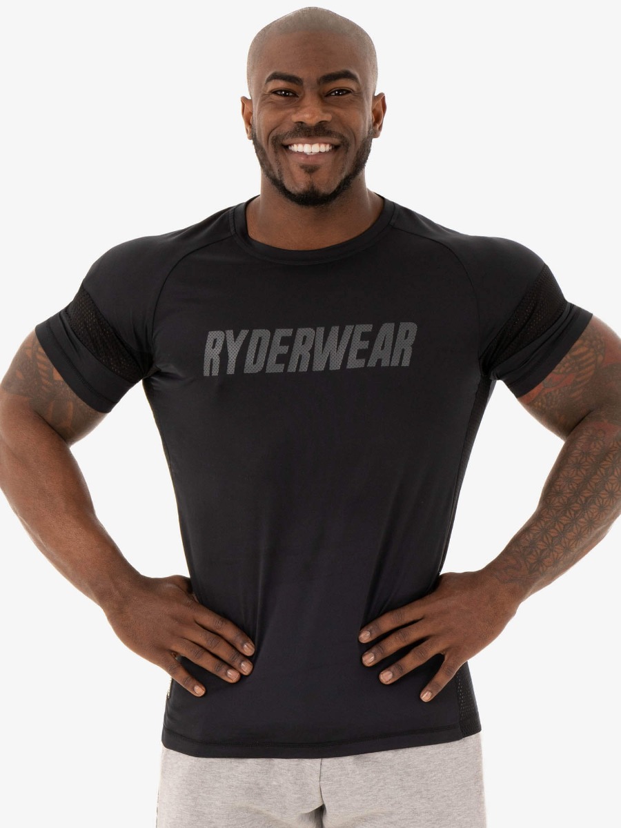 Koszulki sportowe męskie - Ryderwear Męska koszulka Flex Mesh Czarna - grafika 1