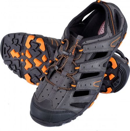 Buty trekkingowe męskie Lahti Pro SANDAŁY TREKKINGOWE PU/DZIANINA SZAR.-CZAR.-POM.,
