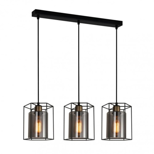 Italux Kalula lampa wisząca 3-punktowa czarna/dymiona PND-78901-3-BK+SG PND-78901-3-BK+SG