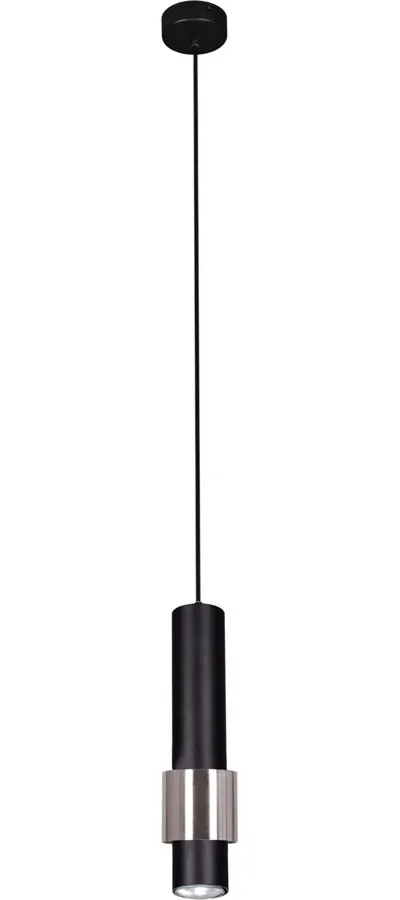 Czarno-chromowana lampa wisząca tuba - S073-Sonara