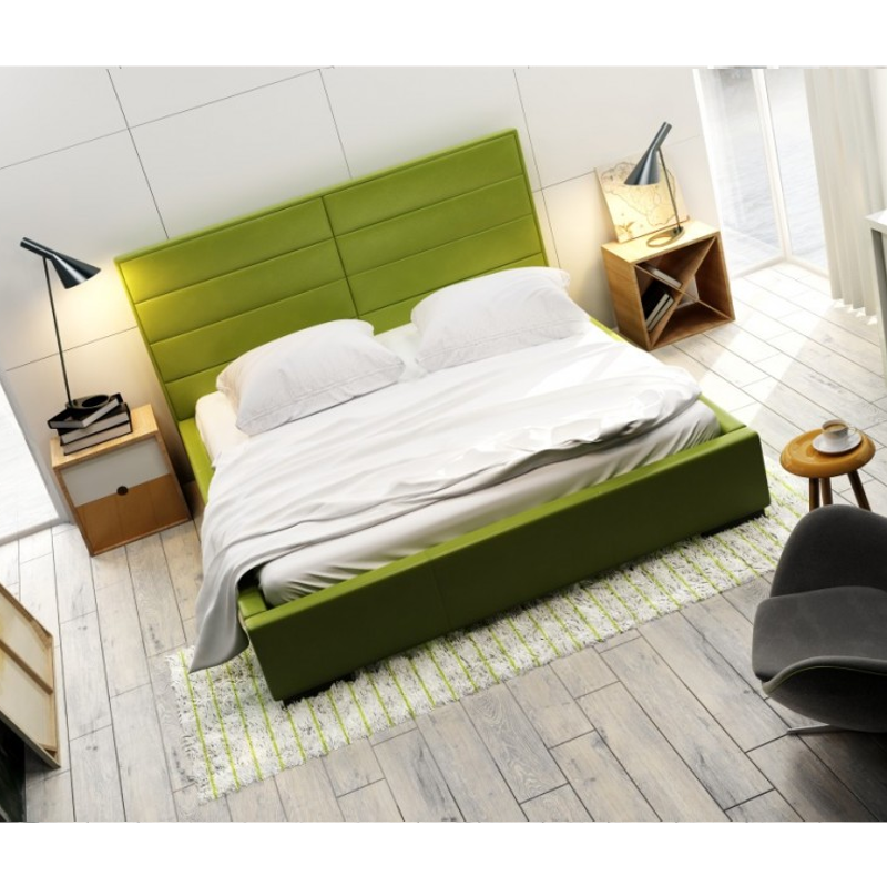 New Design Łóżko QUADDRO DOUBLE tapicerowane Rozmiar 160x200 Tkanina Grupa I Pojemnik Z pojemnikiem