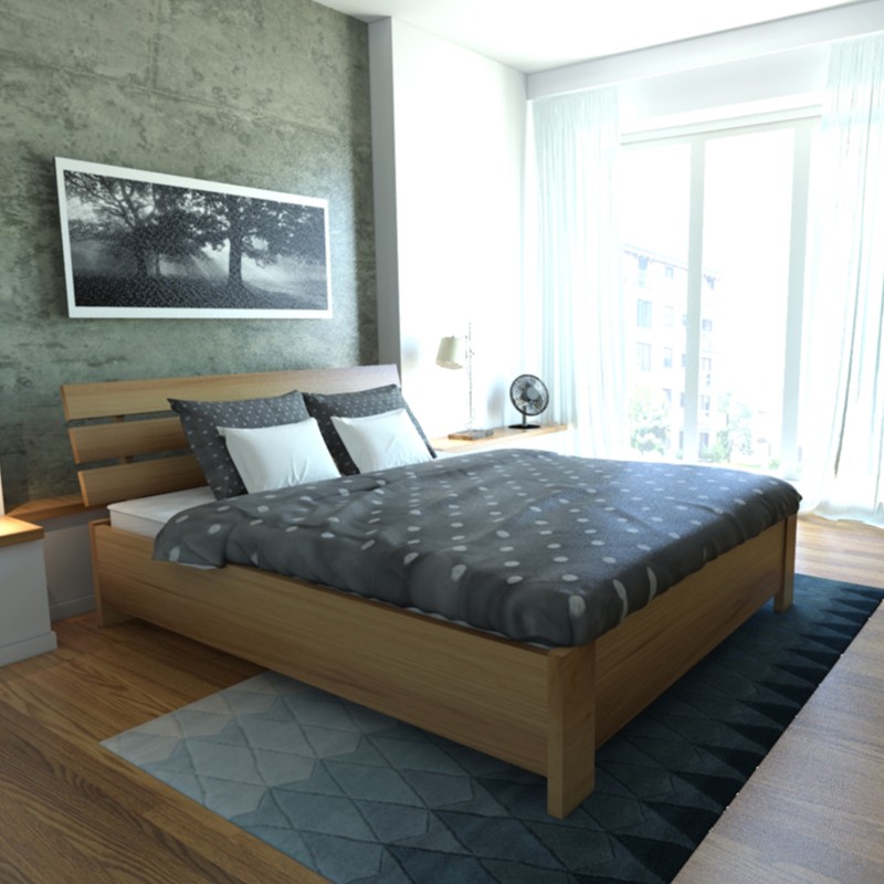 Ekodom Łóżko HALDEN PLUS drewniane Rozmiar 90x200 Kolor wybarwienia Orzech