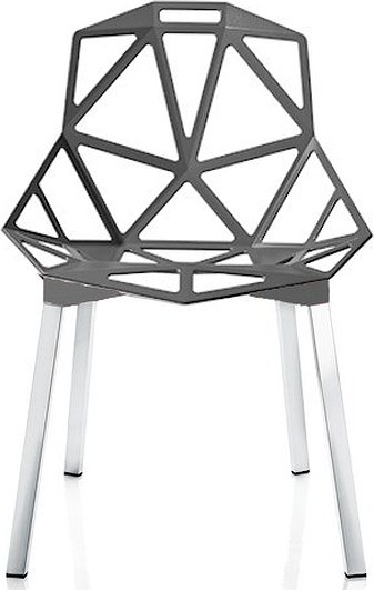 Krzesło Chair_One szary antracyt z polerowanymi anodyzowanymi nogami