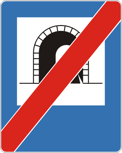 Znak drogowy informacyjny D-38 Koniec tunelu