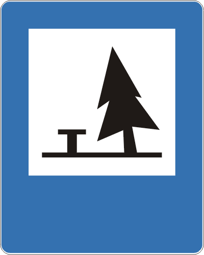 Znak drogowy informacyjny D-32 Pole biwakowe