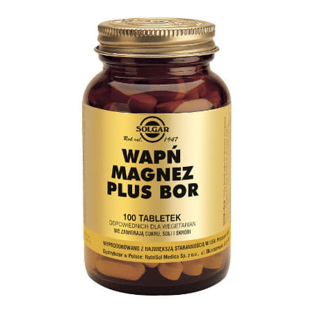 Solgar Wapń Magnez plus Bor - 100 tabletek