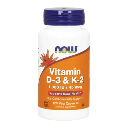 Now Foods Witamina D-3 & K2 1.000IU/45mcg 120veg kaps - suplement diety USA
