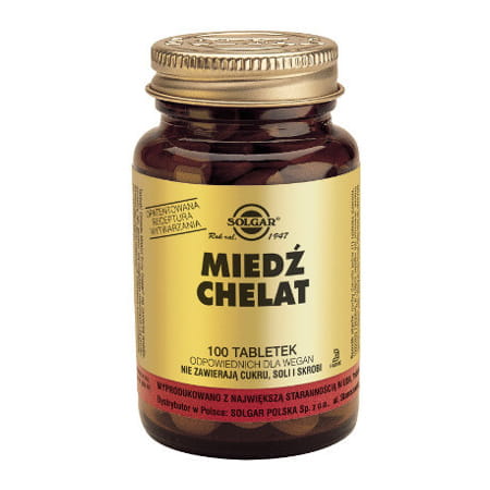 Solgar Miedź chelat 100 tabletek