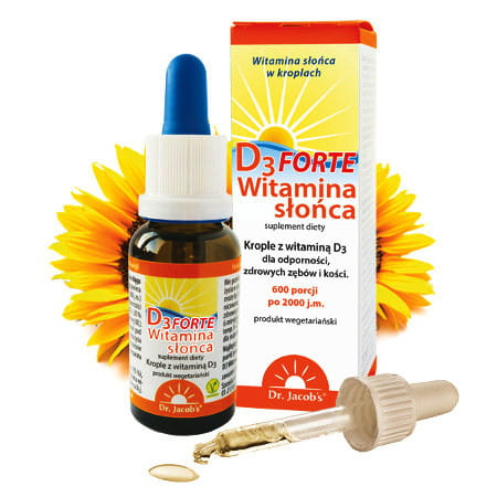 Dr Jacobs Poland Dr. Jacobs D3 FORTE witamina słońca krople 20ml produkt wegetariański - suplement diety