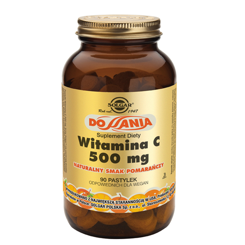 Solgar Witamina C 500 mg x 90 pastylek do ssania o smaku pomarańczowym