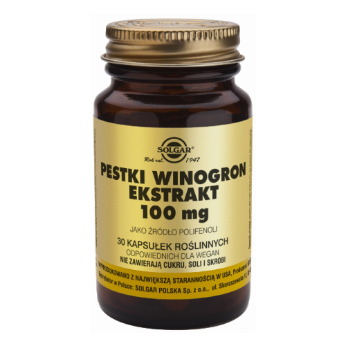 Solgar Polska Pestki z winogron ekstrakt 100mg x30 kapsułek