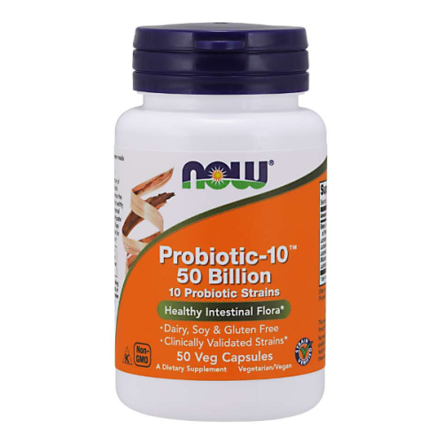Now® Foods NOW Probiotic-10, probiotyki, 50 miliard CFU, szczepy 10, kapsułki ziołowe 50
