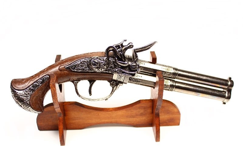 denix replika dwulufowy pistolet na stojaku model 1308+801