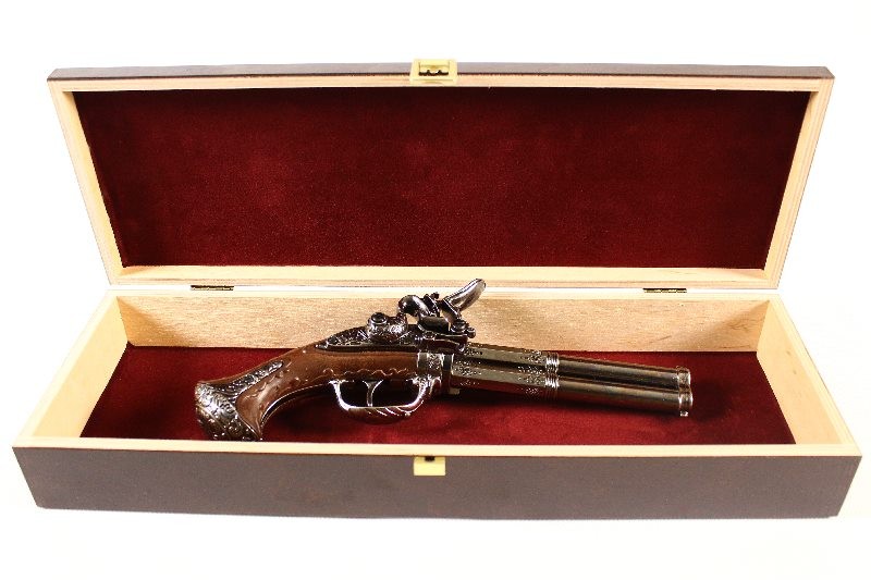Denix replika dwulufowy pistolet w pudełku model 1308+P01