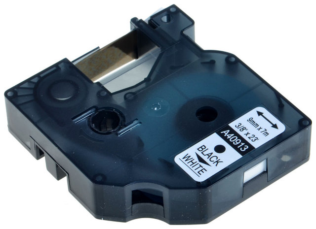 Taśma zamiennik do Dymo 9mm/7m biała czarny nadruk D1 40913 S0720680