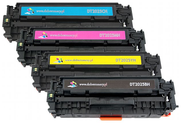 Komplet tonerów zamienników DT2025KPLH do HP Color LaserJet CP2020 CP2025 CM2320, pasuje zamiast HP CC530A CC531A CC533A CC532A 304A CMYK, 3500/2800 stron