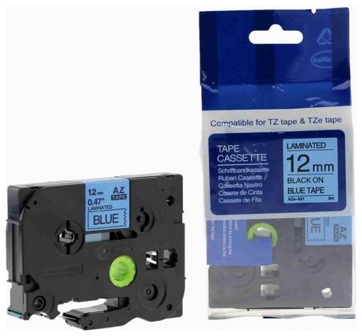 Taśma zamiennik do Brother 12mm/8m niebieska czarny nadruk  TZE531