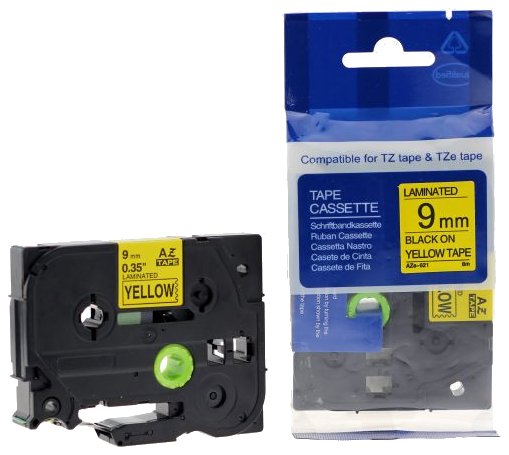 Taśma zamiennik do Brother 9mm/8m żółta czarny nadruk  TZE621