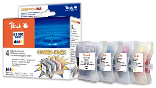 Peach Combi Pack, kompatybilny z LC-1100/LC-980 bk, c, m, y