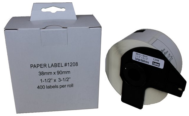 Taśma zamiennik do Brother QL 38mm*90mm*400szt., etykieta adresowa biała, czarny nadruk, DK11208