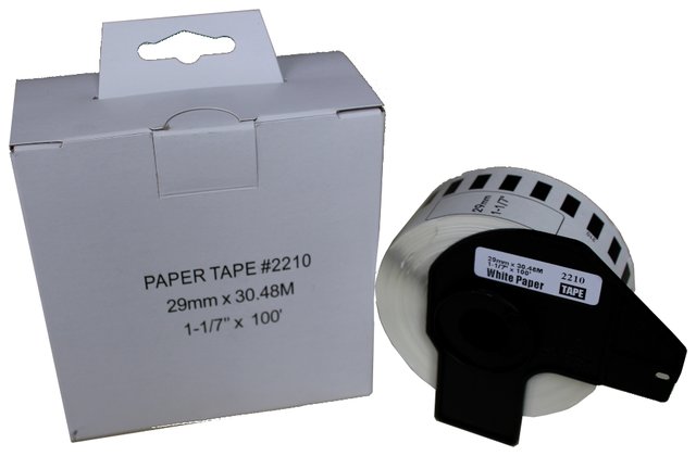 Taśma zamiennik do Brother QL 29mm*30.48m, taśma ciągła biała, czarny nadruk, DK22210