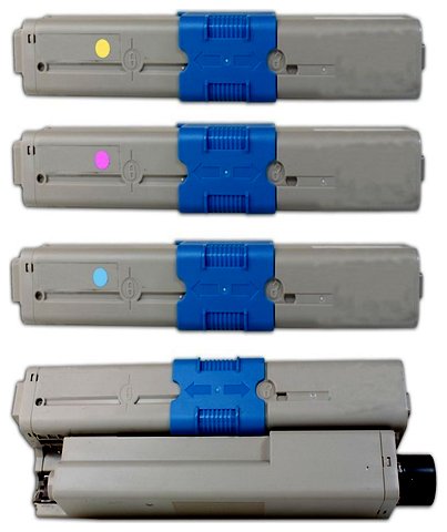 Komplet tonerów zamienników DT332KPLO do OKI C332 C332dn MC363 MC363dn, pasuje zamiast OKI 46508712 46508711 46508710 46508709 46508716 46508715 46508714 46508713 CMYK, 3500/3000 stron