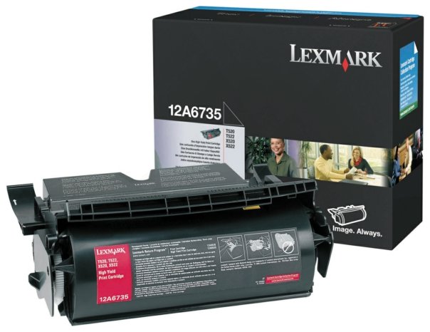Oryginał Toner Lexmark 12A6735 do Lexmark T520 T520 SBE T520d T520dn T520n T520n SBE T522 T522dn T522n X520 X522| 20 000 str. | czarny black, pudełko otwarte