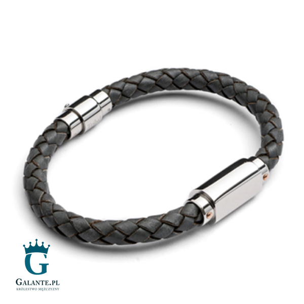 Midhaven Szara bransoletka ze skóry T752 T752-GRY/355