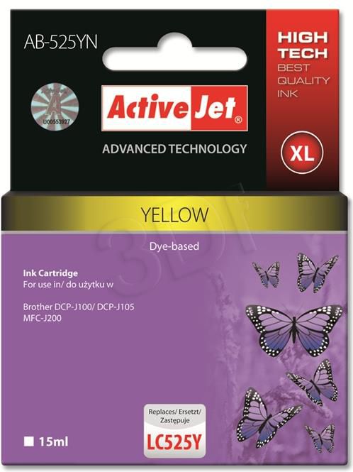 Tusz Activejet tusz AB-525YN / LC525Y yellow