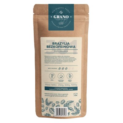 Kawa ziarn Grano Tostado BRAZYLIA BEZKOFEINOWA 1kg