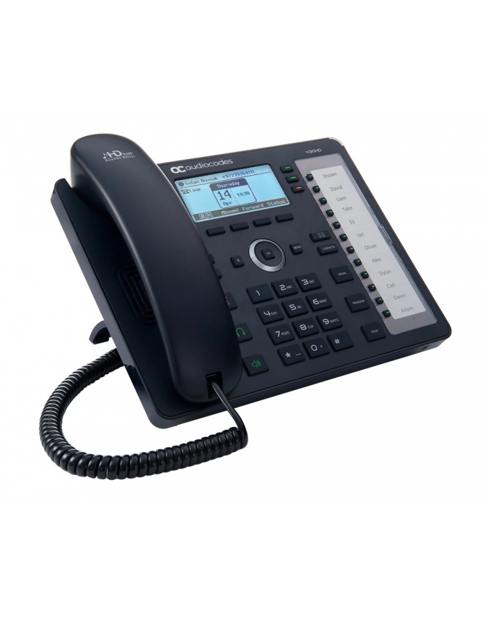 AudioCodes Lync 430HD IP-Phone PoE GbE Black6 lines Including 2nd Ethernet port for PC, 18 Programmable keys, 132x64 Graphic LCD Display and Power over Ethernet PoE