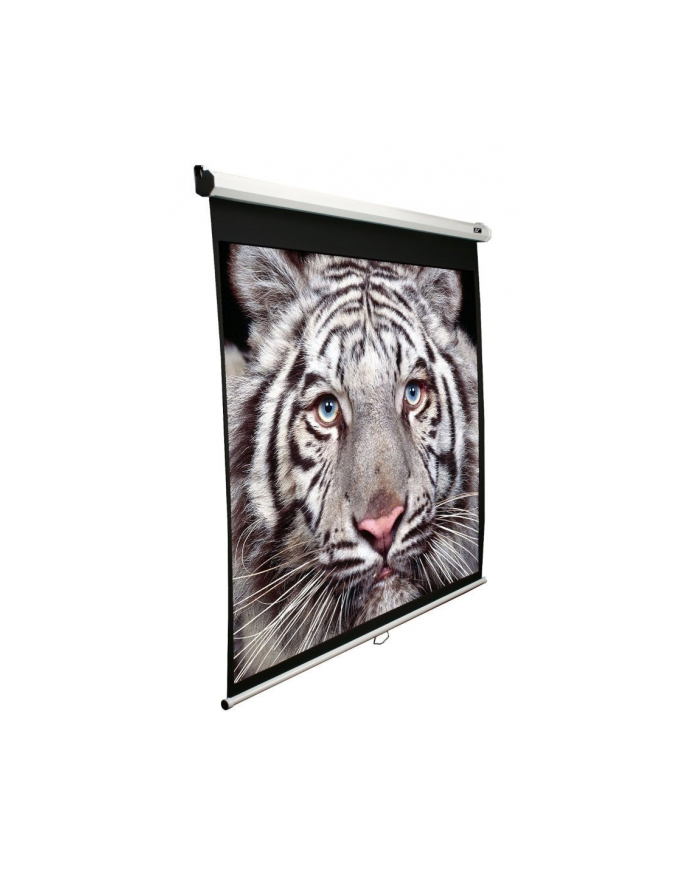 Elite Screens M150XWH2 Manual Pull Down Screen 150'' 16:9 / Diagonal 381cm, W 332cm x H 186.7cm / White case / 160° view angle / MaxWhite material / Gain 1.1 / Dual wall and ceiling installation / Auto-locking system