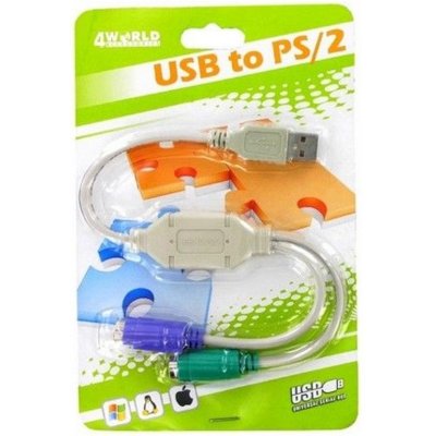 4World Konwerter 2 porty PS2 (klawiatura i mysz) na port USB (01421)