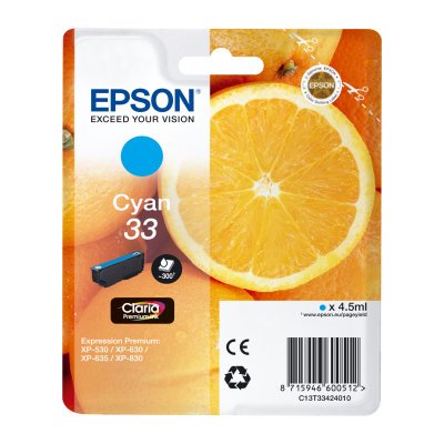 Epson Wkład atramentowy 33 Cyjan (C13T33424010)