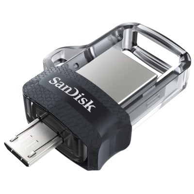 Sandisk Ultra Dual m3.0 pamięć USB 64 GB USB Type-A / Micro-USB 3.2 Gen 1 (3.1 Gen 1) Czarny, Srebrny, Przezroczysty, Nośnik Pendrive USB