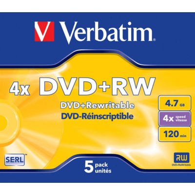 Verbatim Dysk DVD+RW 4.7GB 4x JC 5Pack 43229-28