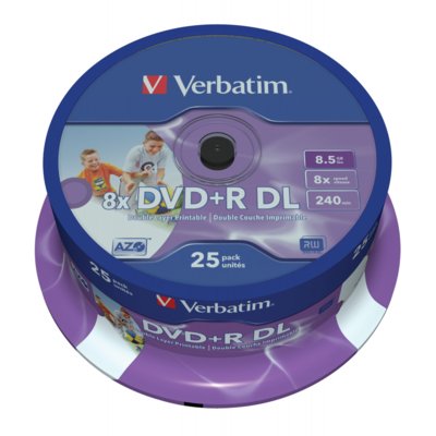 Verbatim Dysk DVD+R DualLayer 8,5GB 8x do nadruku 25 szt 43667)