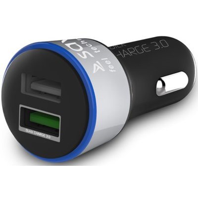 SAVIO SA-06/B Ładowarka samochodowa ze wsparciem Quick Charge 3.0 2xUSB czarny