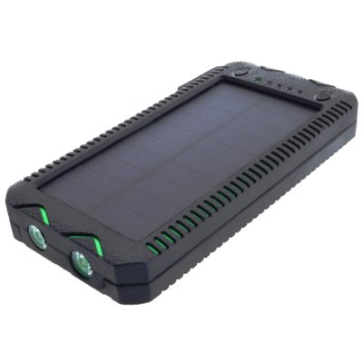 Фото - Powerbank PowerNeed 12000mAh z panelem solarnym 1W czarno-zielony 