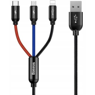 Baseus Kabel USB Baseus Kabel Baseus 3w1 iPhone micro USB USB-C 3.5A Three Primary (31567-uniw)