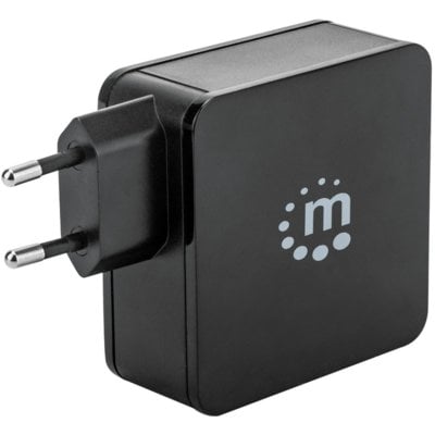 Manhattan Ładowarka Sieciowa Power Delivery 3.0 USB-C 45W 5-20V) USB-A 5V 2.4A Czarna