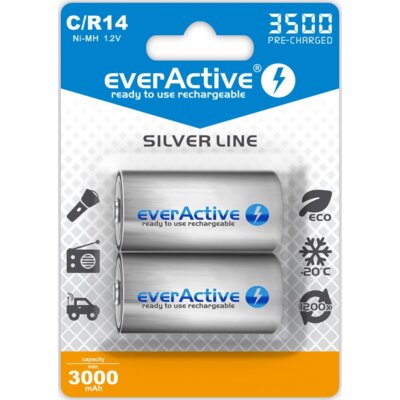 EverActive R14/C Ni-MH 3500mAh Silver line opak 2 akumulatorki blister EVHRL14-3500 EVHRL14-3500
