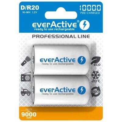 EverActive Akumulatory Professional Line R20/D ready to use 10000 mAh 2 szt. (EVHRL20-10000)
