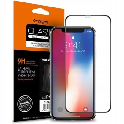 Spigen Szkło do etui Glas.FC iPhone XR, czarna ramka 8809613767261