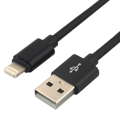 everActive Kabel przewód pleciony USB Lightning iPhone everActive CBB-1IB 100cm z obsługą szybkiego ładowania do 2,4A czarny CBB-1IB