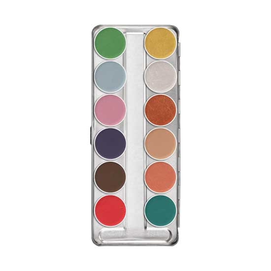 Kryolan Aquacolor Interferenz, paleta 12 farb do twarzy i ciała