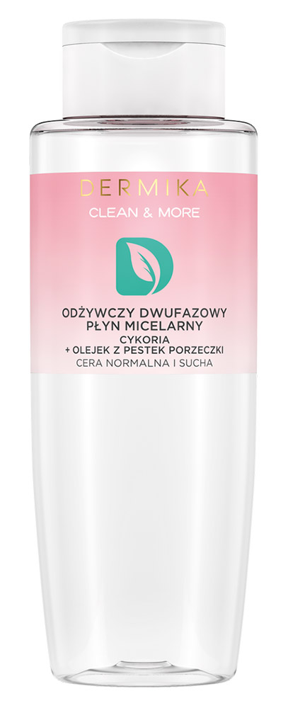 Dermika Clean & More odżywczy dwufazowy płyn micelarny do cery normalnej i suchej Cykoria & Olejek z Pestek Porzeczki 400ml