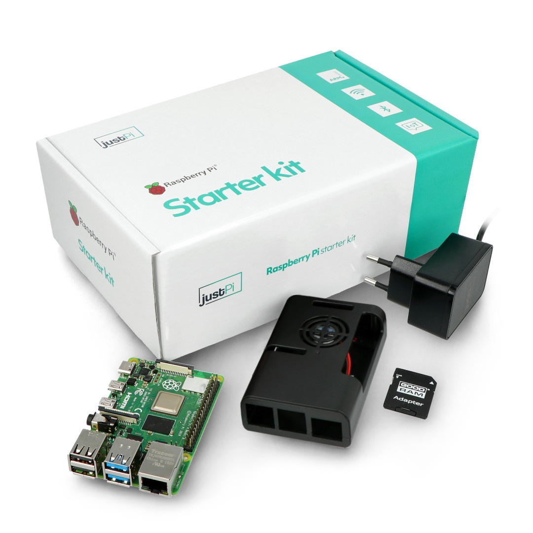 Zestaw justPi z Raspberry Pi 4B WiFi 8GB RAM + 32GB microSD + akcesoria